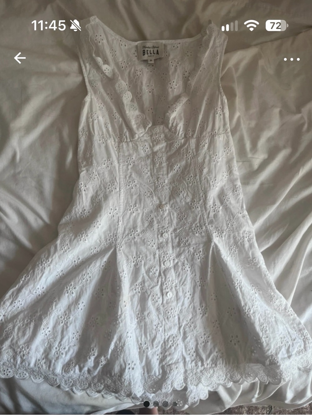 Frankies Bikinis White Eyelet Button-Front Sleeveless Dress